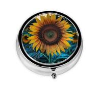 3 Compartment Pill Box - The Most Beautiful Round Sunflower Pill Box Handbag Pocket Pill Box Portable Travel Pill Box Metal Medicine Vitamin Fish Oil Gift