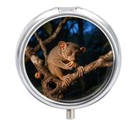 3-Compartment Pill Organizer with Mirror- Foraging Aye - Aye Round Pill Case for Purse & Travel, Portable Medicine Container, Small Medicine Box for Vitamins, Fish Oil, Supplements