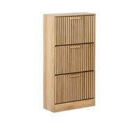 3 Compartment Shoe Storage Cabinet Light Wood LYNWOOD