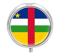 3 Compartment Small Pill Box Case with Central African Republic Flag, Portable for Pocket Or Purse Pill Organizer Vitamins, Medication, Fish Oil and Supplements Round