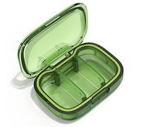 3 Compartment Small Pill Box, Moisture Proof Pill Case, Travel Pill Organizer for Pocket Purse, Daily Portable Medicine Vitamin Box, Fish Oil Box, Supplement Box(Green)