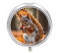 3 Compartment Small Pill Box Travel Medicine Pill Organizer with Mirror Moisture Proof Pills Case Adorable Animal Portable Pocket Medicine Organizer Round Vitamin Organizer Box