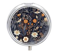 3 Compartment Small Pill Box Travel Medicine Pill Organizer with Mirror Moisture Proof Pills Case Decorated with Stars Portable Pocket Medicine Organizer Round Vitamin Organizer Box