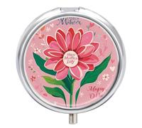 3 Compartment Small Pill Box Travel Medicine Pill Organizer with Mirror Moisture Proof Pills Case Happy Mother Day Portable Pocket Medicine Organizer Round Vitamin Organizer Box