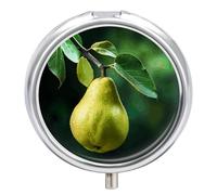 3 Compartment Small Pill Box Travel Medicine Pill Organizer with Mirror Moisture Proof Pills Case Pears on The Tree Portable Pocket Medicine Organizer Round Vitamin Organizer Box