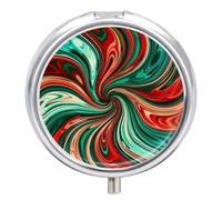 3 Compartment Small Pill Box Travel Medicine Pill Organizer with Mirror Moisture Proof Pills Case Psychedelic Swirl Pattern Portable Pocket Medicine Organizer Round Vitamin Organizer Box