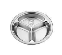 3 Compartment Stainless Steel Round Plate for Food Separation Space Saving Serving Dish Kitchen Dining Accessories Hygienic Food Partition Plate