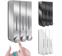 3 Compartment Wall Mounted Soap Dispenser, 420ML Each, Plastic Material, Suitable for Bathroom, Kitchen, Hotels, Gyms, Shower Gel and Lotion Holder (Black Single)