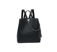 3 Compartments And Metal Chain Backpack JFY Black One Size