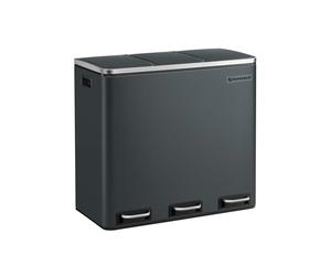 3 Compartments Dustbin, Smoky Grey