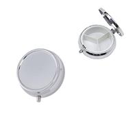 3 Compartments Medicine Pill Box, Round Metal Pill Case, Portable Mini Medicine Vitamin Organizer for Travel Outdoor (Pack of 2)