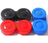 3 Contact Lens Soaking Storage Cases UK Made - Black - Red - Blue