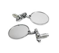 3" Convex Round 7/8" 22mm Handlebar Rearview Side Bar End Mirror Cafe Racer BOBBER Rat Bike Old School Retro (Chrome)
