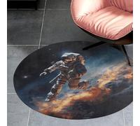 3' Coral Velvet Round Area Rug Non Slip Backing Bathroom Rug Water Absorbent Plush 0.2 Inch Low Pile Circle Mat Astronaut Flying in Space Carpet for Kitchen Bedroom Entryway Nursery Room Decor