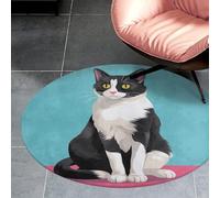 3' Coral Velvet Round Rug Machine Washable Non Slip TPR Backing Cat Sit Down Area Rug Pet Friendly Doormat Low Pile Soft Plush Bedroom Carpet for Living Room Kitchen Entryway Dorm Indoor