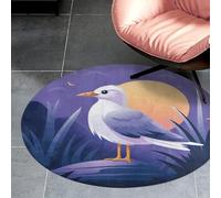 3' Coral Velvet Round Rug Machine Washable Non Slip TPR Backing Coastal Painter Area Rug Pet Friendly Doormat Low Pile Soft Plush Bedroom Carpet for Living Room Kitchen Entryway Dorm Indoor