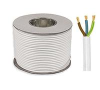 3 CORE 13 AMP Round White PVC Mains Electrical Cable 1.5MM Sold by The Meter
