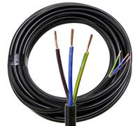 3 Core 1mm Black Cable Round 3183Y H05VV-F, for lighting and electrical, flexible, BASEC - 5 Metre Length