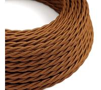 3 Core Braided Flexible Fabric Wire Flex Cable Antique Twisted Cable 3 Conductor 16.4ft Braided Electrical Cord Flex Cord Italian Braided for DIY (Light Brown, 10 Meter / 32.8ft)