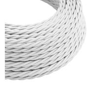 3 Core Braided Flexible Fabric Wire Flex Cable Antique Twisted Cable 3 Conductor 16.4ft Braided Electrical Cord Flex Cord Italian Braided for DIY (White, 5 Meter / 16.4ft)