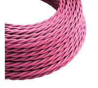 3 Core Braided Flexible Fabric Wire Flex Cable Antique Twisted Cable 3 Conductor 16.4ft Braided Electrical Cord Flex Cord Italian Braided for DIY (Rose Pink, 10 Meter / 32.8ft)