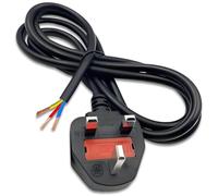 3 Core Electrical Cable UK Plug, Fully Moulded 3 Pin Fused Plug 250V 1.5m Power Cord Open End Wire, Kitchen Appliances Office Gear Garden Tools Cable Replacement, Black 3600W 1.5m