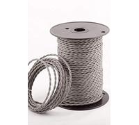 3 Core Twisted Silk Braided Vintage Fabric Lighting Cables Flex 0.75mm UK Electrical 6mm Cable with Earth Wire, Antique Flexible Cord DIY Pendant Light, Lighting Appliances (Grey - 5m)