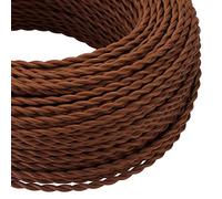 3 Core Twisted Silk Braided Vintage Fabric Lighting Cables Flex 0.75mm UK Electrical 6mm Cable with Earth Wire, Antique Flexible Cord DIY Pendant Light, Lighting Appliances (Brown - 5m)