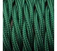3 Core Twisted Silk Braided Vintage Fabric Lighting Cables Flex 0.75mm UK Electrical 6mm Cable with Earth Wire, Antique Flexible Cord DIY Pendant Light, Lighting Appliances (Green - 5m)
