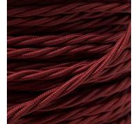 3 Core Twisted Silk Braided Vintage Fabric Lighting Cables Flex 0.75mm UK Electrical 6mm Cable with Earth Wire, Antique Flexible Cord DIY Pendant Light, Lighting Appliances (Burgundy - 5m)