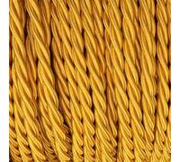 3 Core Twisted Silk Braided Vintage Fabric Lighting Cables Flex 0.75mm UK Electrical 6mm Cable with Earth Wire, Antique Flexible Cord DIY Pendant Light, Lighting Appliances (Deep Gold - 5m)