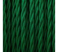 3 Core Twisted Silk Braided Vintage Fabric Lighting Cables Flex 0.75mm UK Electrical 6mm Cable with Earth Wire, Antique Flexible Cord DIY Pendant Light, Lighting Appliances (Green - 10m)