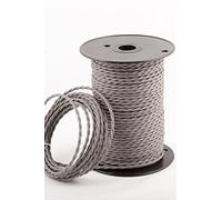 3 Core Twisted Silk Braided Vintage Fabric Lighting Cables Flex 0.75mm UK Electrical 6mm Cable with Earth Wire, Antique Flexible Cord DIY Pendant Light, Lighting Appliances (Grey - 10m)