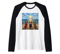 3 Corgis Summer Beach Cute Dog Artwork Raglan Baseball Tee