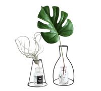 (#3) Creative Metal Wire Vase Black Flower Rack Abstract Geometric Frame Home Decor