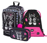 3 Cubic Set - School Backpack Set Girls Kids 3 Pieces - School Bag from 3rd Year - Primary School Satchel with Chest Strap - Ergonomic School Bag, Trainers, One Size