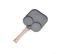 3 Cup Breakfast Frying Pan with Two Omelette Compartments and Rectangular Cooking Zone Nonstick Skillet for Egg and Pancake Preparation Compatible with Multiple Cooktop Types (grey)