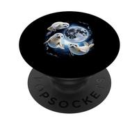 3 Cute Baby Seals Moon Seal Under Moon Funny PopSockets Adhesive PopGrip