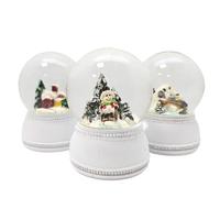 3 cute mini snow globes winter and Christmas, diameter 45 mm, base white nostalgia, 20264abc
