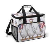 3 Cute White Geese Cartoon Camping Cooler Bags Insulated Beach Cooler Portable Leak Proof Camping Cooler with Shoulder Strap