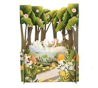 3-D Laser Cut Pop Up Greeting Card - Swans in the jungle