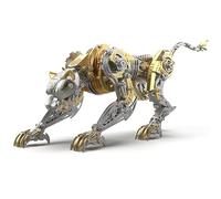 3-D Metal Cheetah Model Building Kit for Adults: Steampunk Leopard Challenge - 3-D Puzzle Jigsaw, DIY Mechanical Engineering Toy, Unique Gifts for Men & Women (Golden)