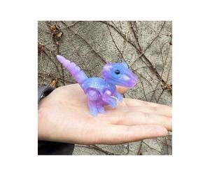 3-d Printed Dragon 3d Printer Animals Velociraptor for Home Office Executive Desk Decoration Surprise Fantasy Gifts-Purple Crystal||9.7cm/3.8in