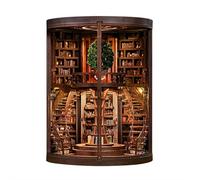 3-D Puzzles Book Nook Kit for Adults & Teens - DIY Miniature Library with LED Light, 3D Puzzle Wooden Bookend Bookshelf Insert Craft Kit, Wisdom Ring Library Model for Home Decor & Gifts 356 Pieces