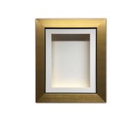 3" Deep Shadow Box Frame: Handmade Memory Box, Keepsake Display -Gold Frame/10 X 8 Inches
