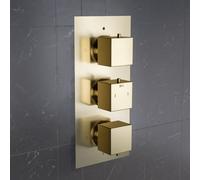 Nes Home 3 Dial 2 Way Concealed Square Thermostatic Mixer Valve - Brushed Brass