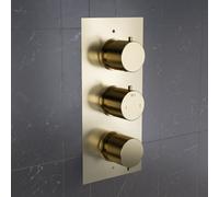 Nes Home 3 Dial 2 Way Concealed Thermostatic Shower Mixer Valve - Brushed Brass
