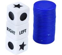 3 Dices and 24 Chips Left Right Center Dice Game Prime | Innovative Left Right Center Dice Game Set with, Dice Games for Families Nights, Friends Gatherings Games Accessories