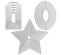 3 Different Shapes of Cutting Dies Stencil Metal Template Molds (Window, Oval Wave & Star), SourceTon 19 Pieces Embossing Tools for Scrapbook, Album Paper DIY Crafts & Card Making