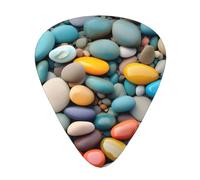 3 Different Thickness Beach Colored Pebbles Print Guitar Pick Plectrums For Bass Ukulele Acoustic Guitars